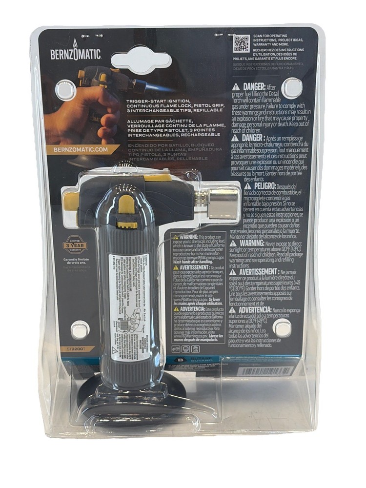Bernzomatic Detail Micro Torch ST2200T Trigger Ignition Flame Control Refillable