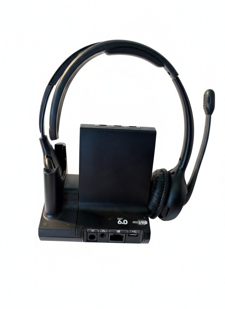 Plantronics W02 Wireless Headset with Base – Black (Model W02, DECT Security)
