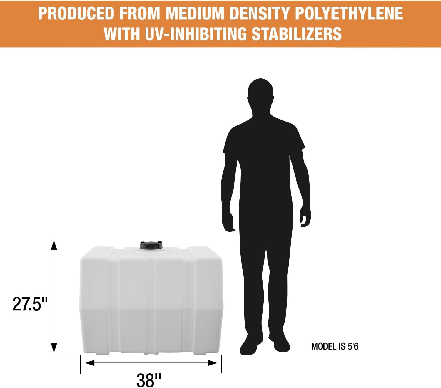 RomoTech 82123929 Horizontal Square Reservoir Water Tank, 100 gallon, NEW