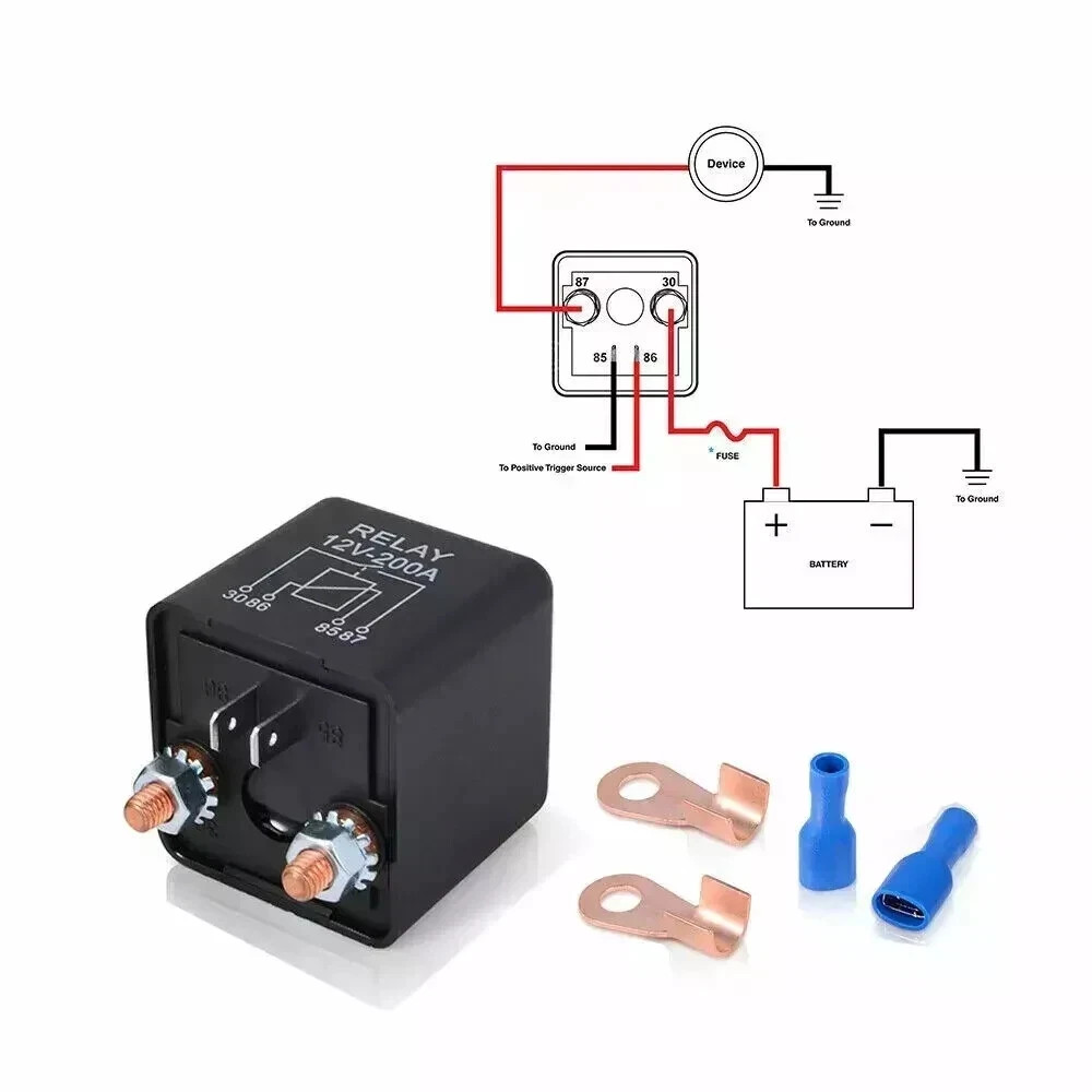 High Current 4 Pin DC 12V 200A Relay Split Switch for Car Truck Motor Motorcycle