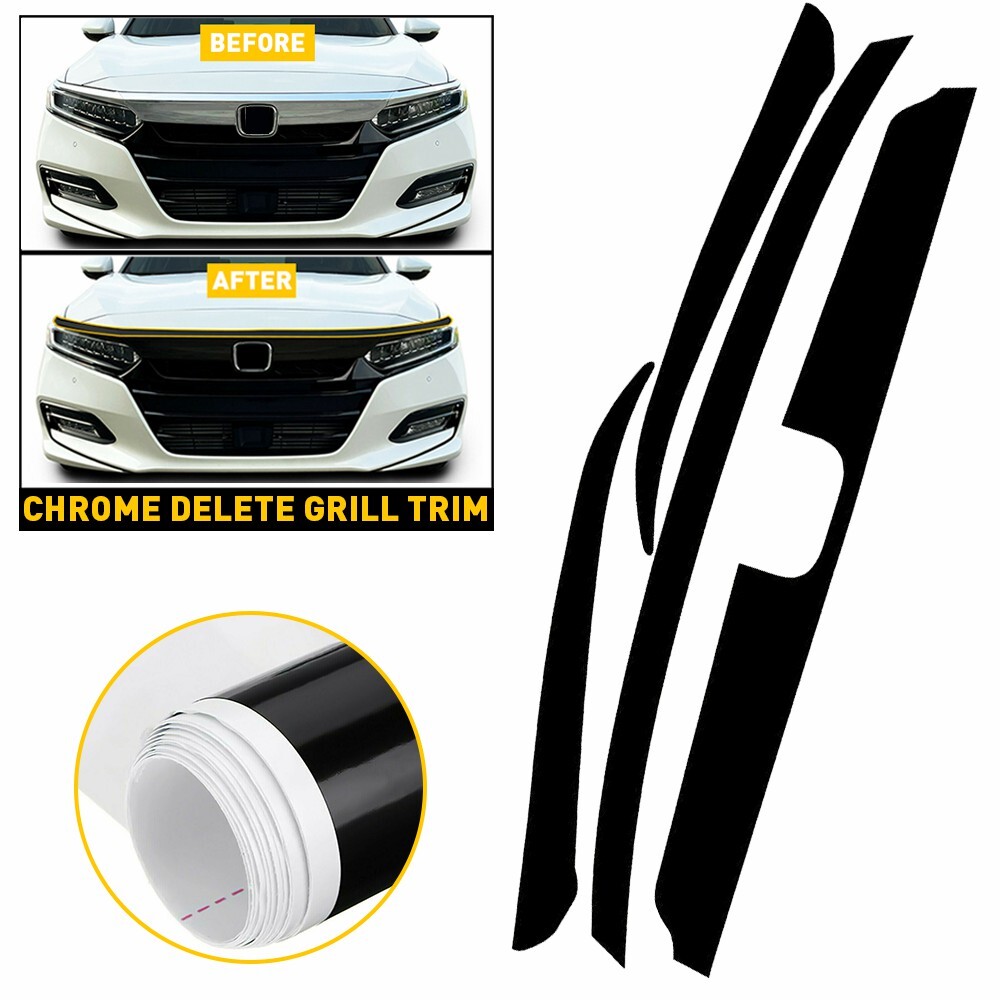 Chrome Delete Blackout Overlay for 2018-20 Honda Accord Front Grill Trim