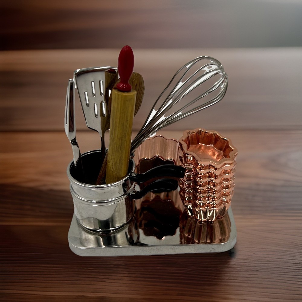 Christmas Gift Desk Clock Miniature Kitchen Tools.