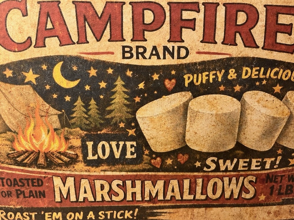 Campfire Marshmallows, Country Rustic Handcrafted Plaque / Sign