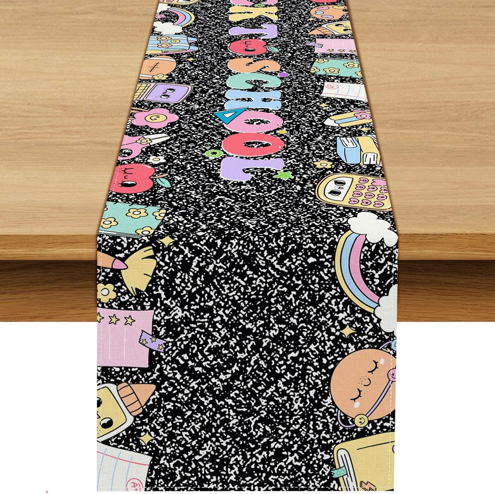 Back To School Table Runner Composition Notebook Design Party Decoration