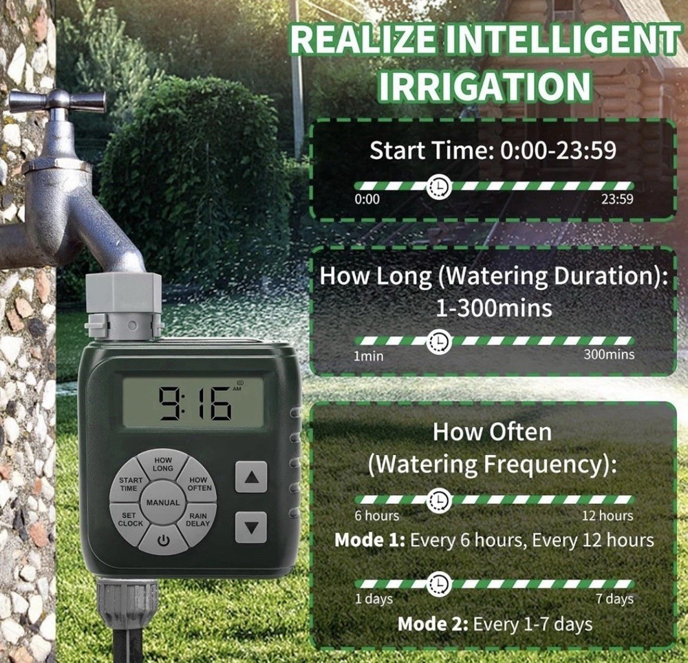 Sprinkler Timer Programmable Irrigation Water Timer for Garden Hose Solar
