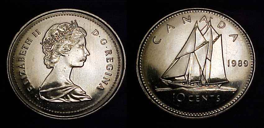 CANADA 1989 Ten Cents Ch BU