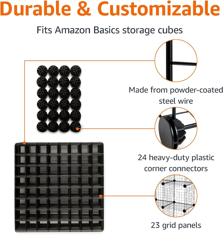 Amazon Basics Cube Wire Grid Stackable Storage Shelves, 6-Cube, 12.6"D X 26"W X