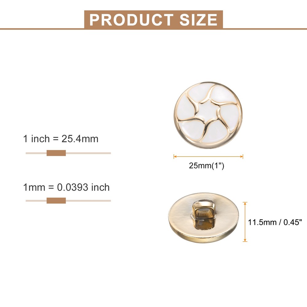5pcs Gold Pearl Button 25mm 0.45" Thick Sewing Button Style A