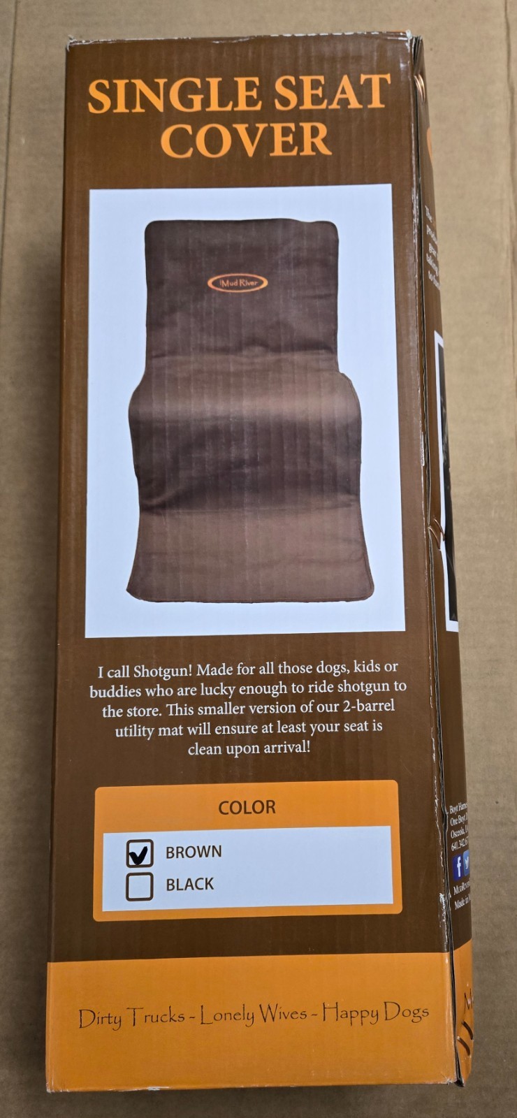 Mud River Single Seat Cover - Brown