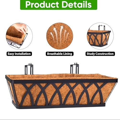 Deck Balcony Railing Planter Window Boxes - Pack Planter Box, 24 Inch 3
