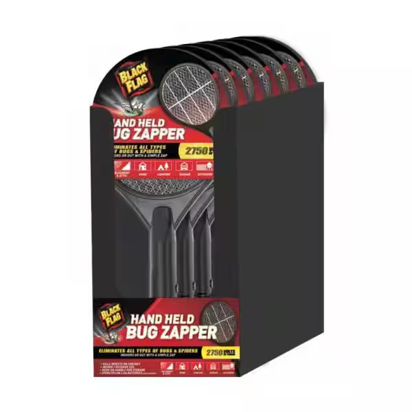 Black Portable Handheld Bug Zapper Insect Killer Racket NEW