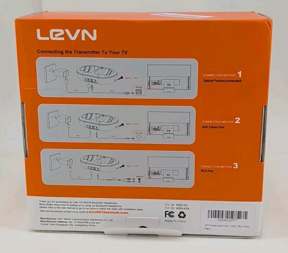 Levn Bluetooth Headphones With Transmitter Charging Dock (LE-HS018)
