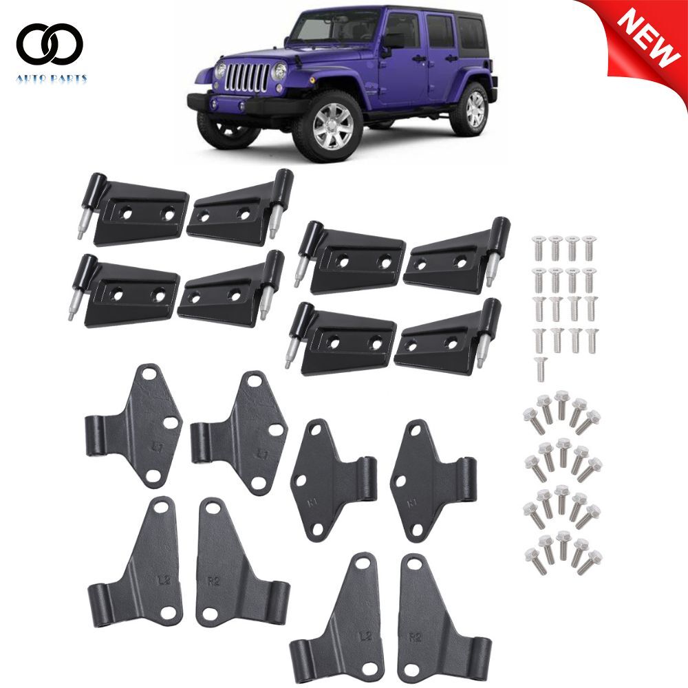 For Jeep Wrangler JK 2007-2018 Body Door Hinge Replacement Set Black Powder Coat