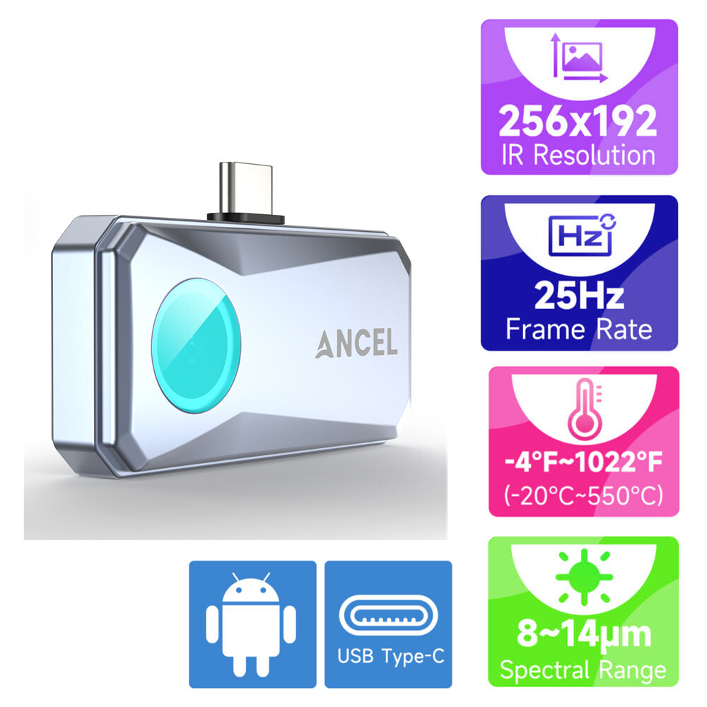Portable Thermal Imaging Camera with 256x192 IR Resolution for Android Devices