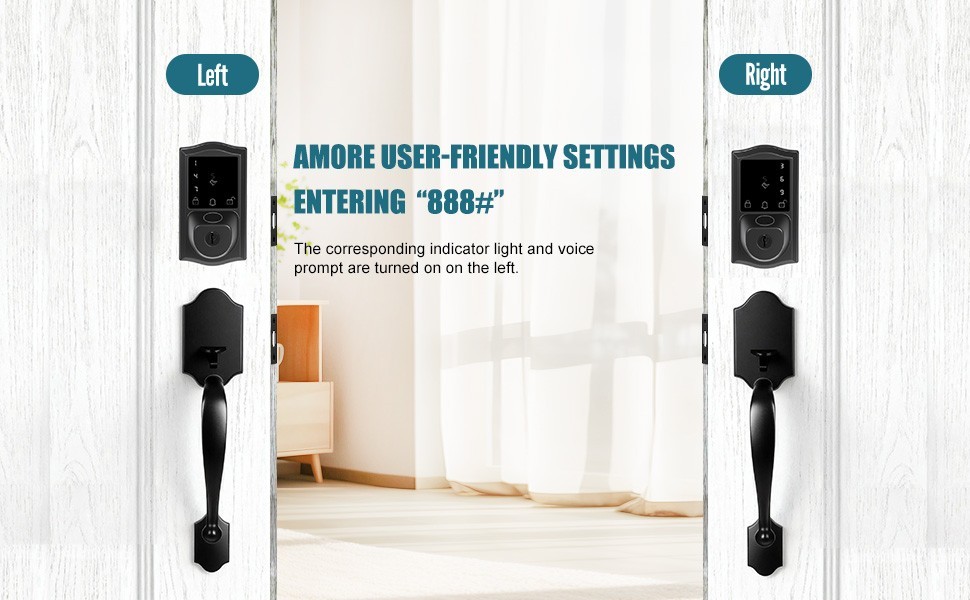 Smart Deadbolt Fingerprint Door Lock with Handle Set, App Control,Voice Prompts