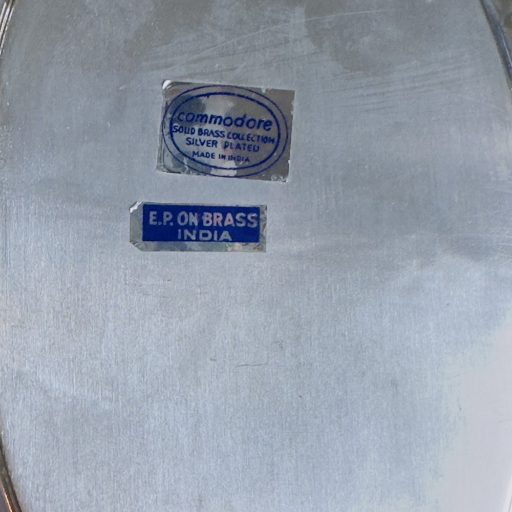 Vtg Silver-plated Sugar Bowl Lid Creamer & Tray Commodore Solid Brass India Labe