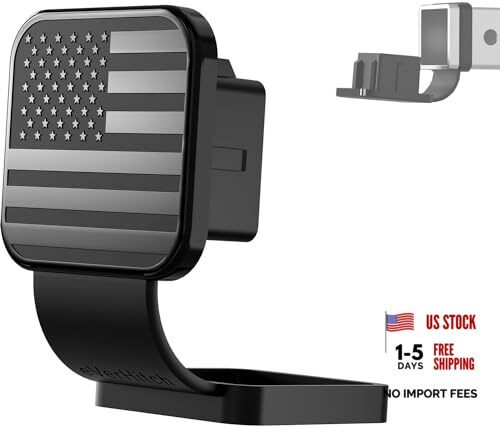 American Flag Universal Trailer Hitch Cover Tube Fits 2" receiver Black Metal