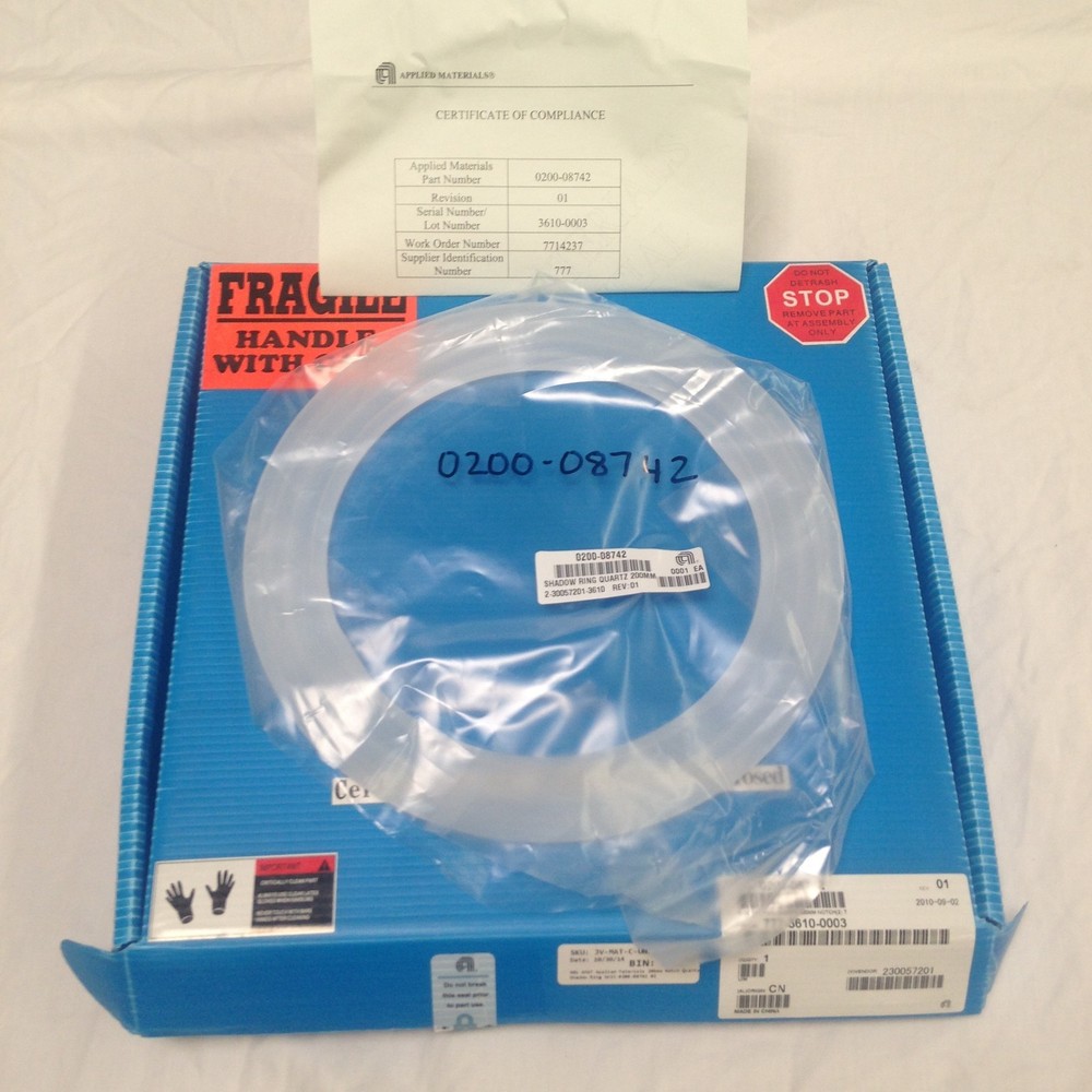 Applied Materials 0200-08742 Shadow Ring, Quartz 200 MM     AMAT