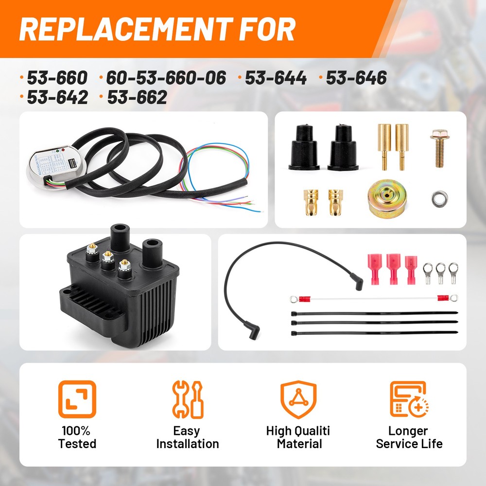 Ignition Coil Kit 53-660 For Sportster (Except S) 86-03 Single Fire Programmable