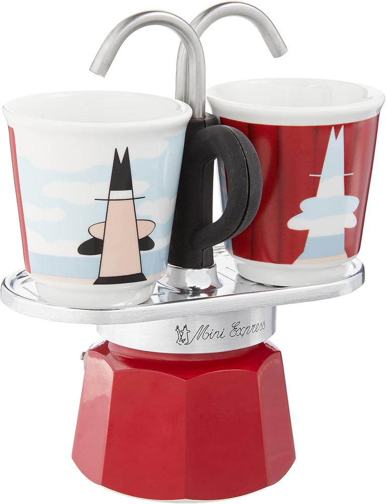- Mini Express Magritte: Moka Set Includes Coffee Maker 2-Cup (2.8 Oz) + 2 Shot