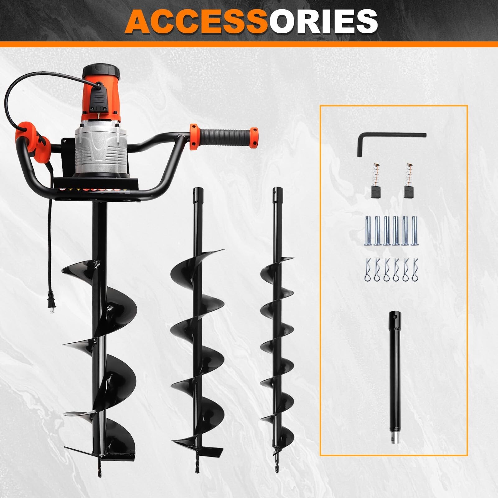 200RPM Powerful Electric Corded Digger Post Hole Auger 4"+ 6"+8" Drill Bit 1700W