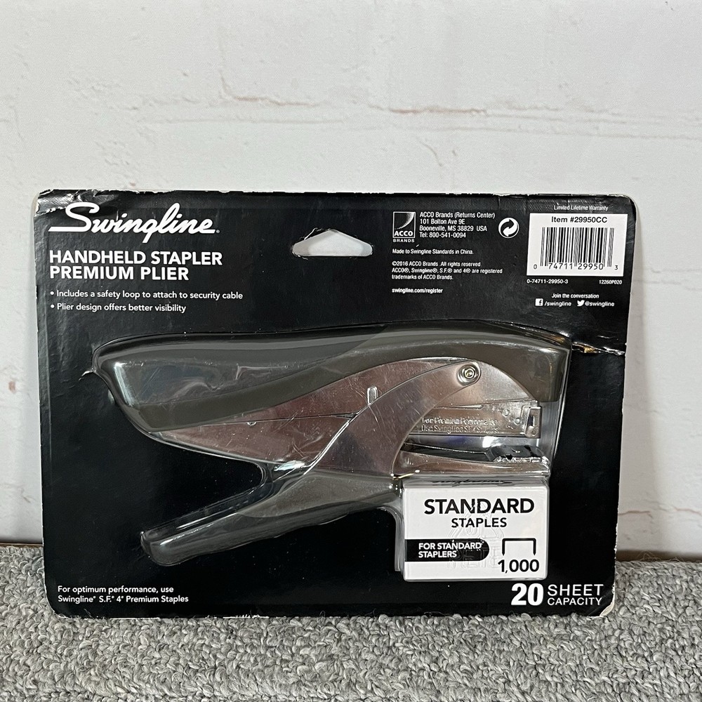 Swingline Compact Grip Stapler 20 Sheet Capacity-Opens for Tacking Black New