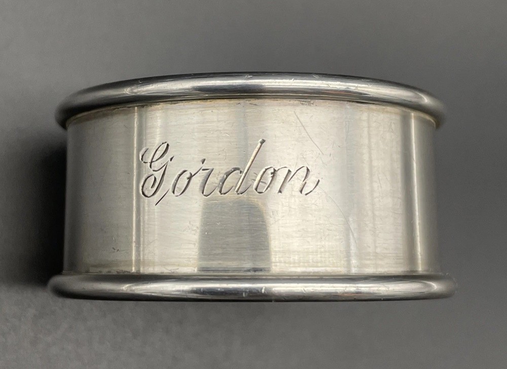 Sterling Silver Napkin Ring Engraved Name “Gordon” Webster