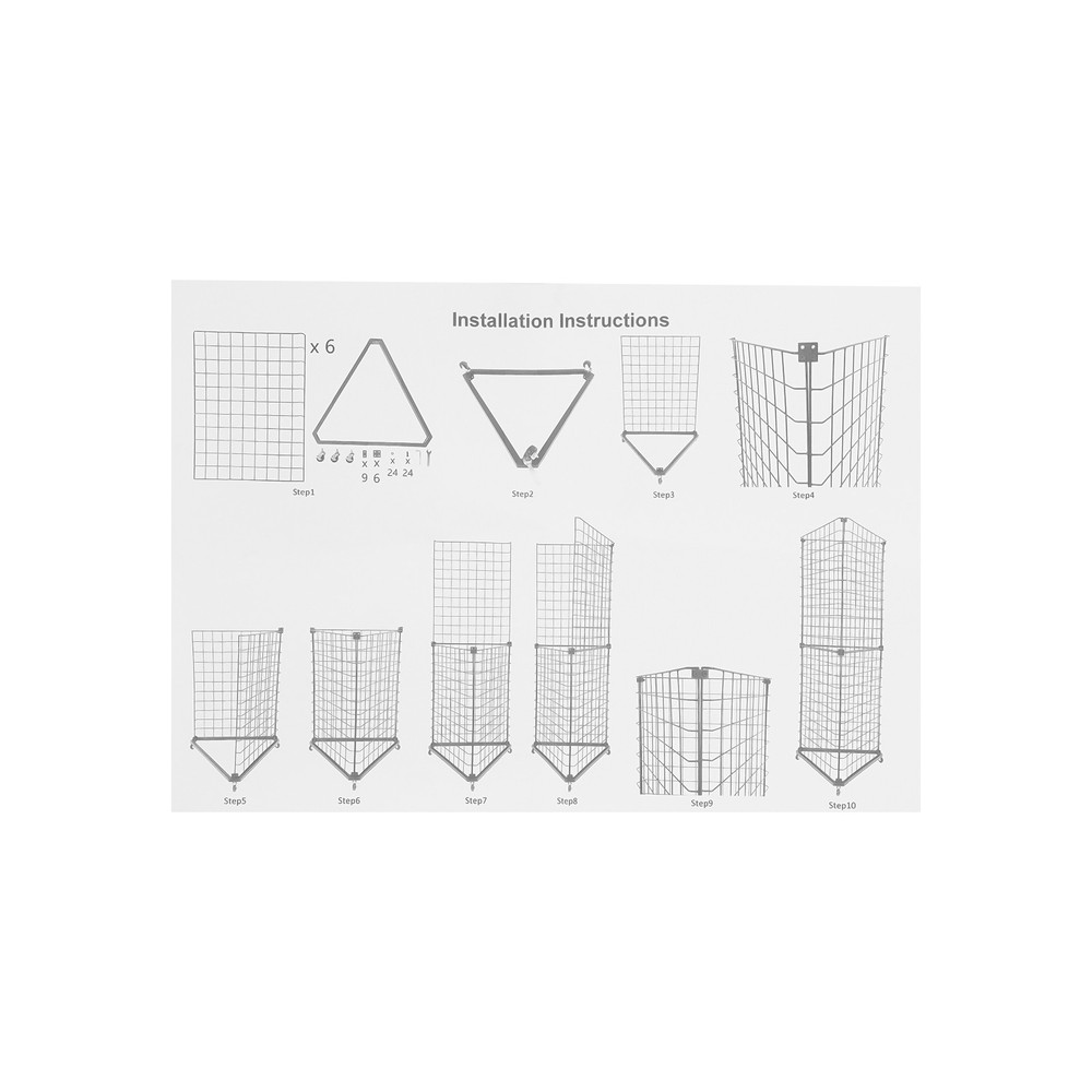 Wire Grid Panel Tower Triangle Display Stand Black Display Rack Corner Shelf