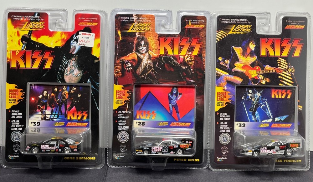 3 NEW KISS Johnny Lightning 1997 Diecast Car Lot Gene Peter Ace
