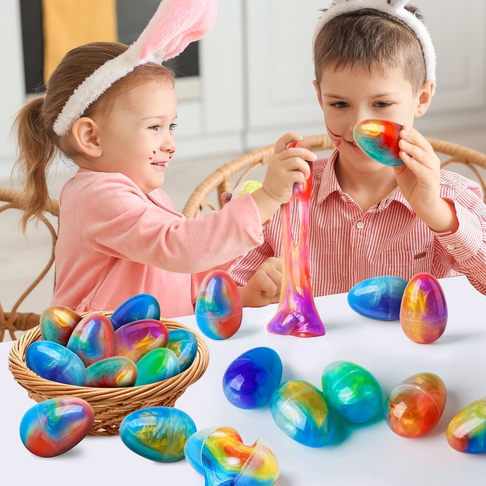 Prefilled Easter Eggs with Slime for Easter Basket Stuffers, Stress Relief Sl...