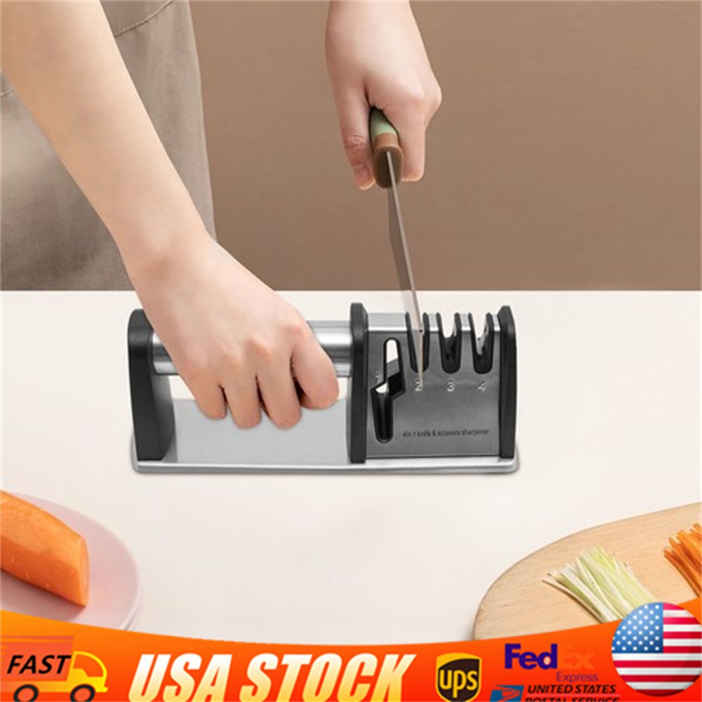 4 STAGE KNIFE SHARPENER PROFESSIONAL CERAMIC TUNGSTEN KITCHEN SHARPENING TOOL
