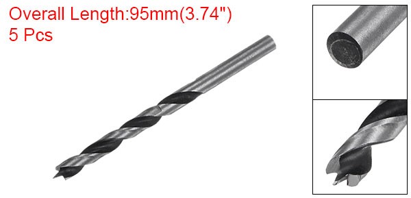 5pcs Brad Point Drill Bits 6mm Precise Cutting with Brad Point Tip for Woods