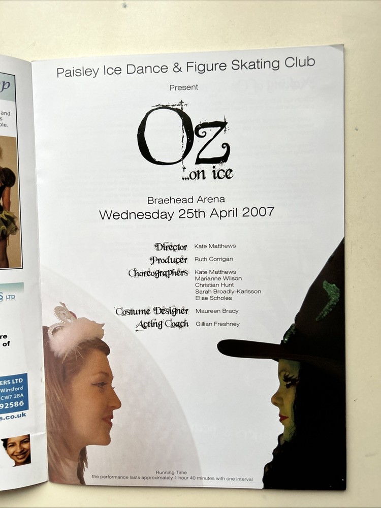 OZ ON ICE 2007 Souvenir Programme PAISLEY