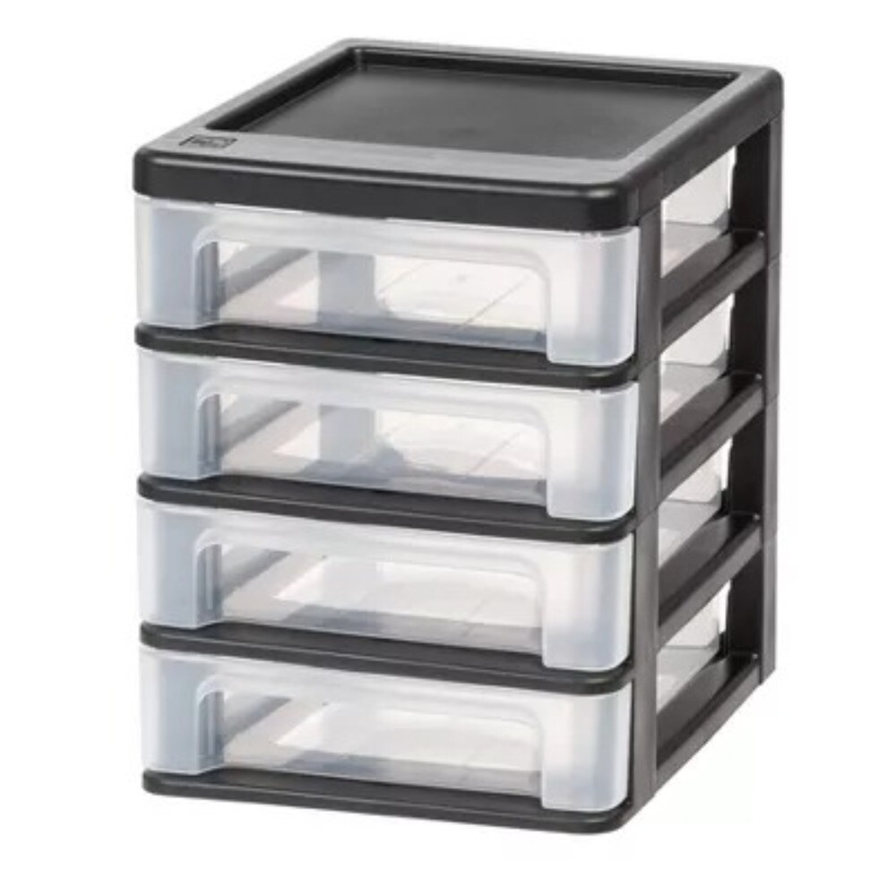 2pk 4 Drawer Desktop Organizer: Plastic Stackable Storage &Utility Drawers