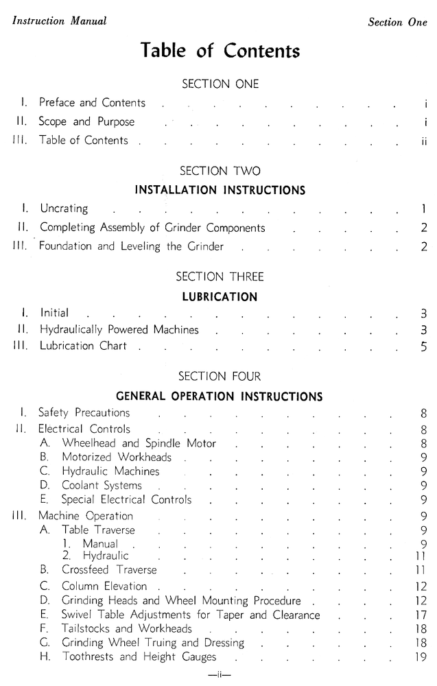 K.O.LEE Universal, Tool, & Surface Grinders Instructions & Operator Manual 0821