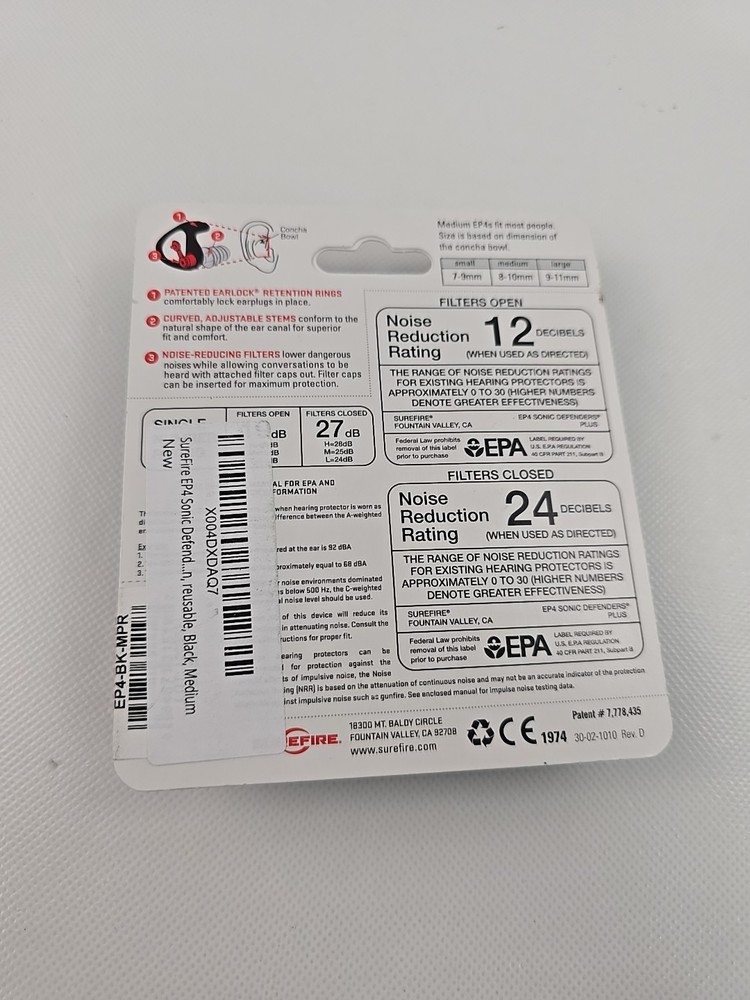 Surefire EP4 Sonic Defenders Plus - Medium Black