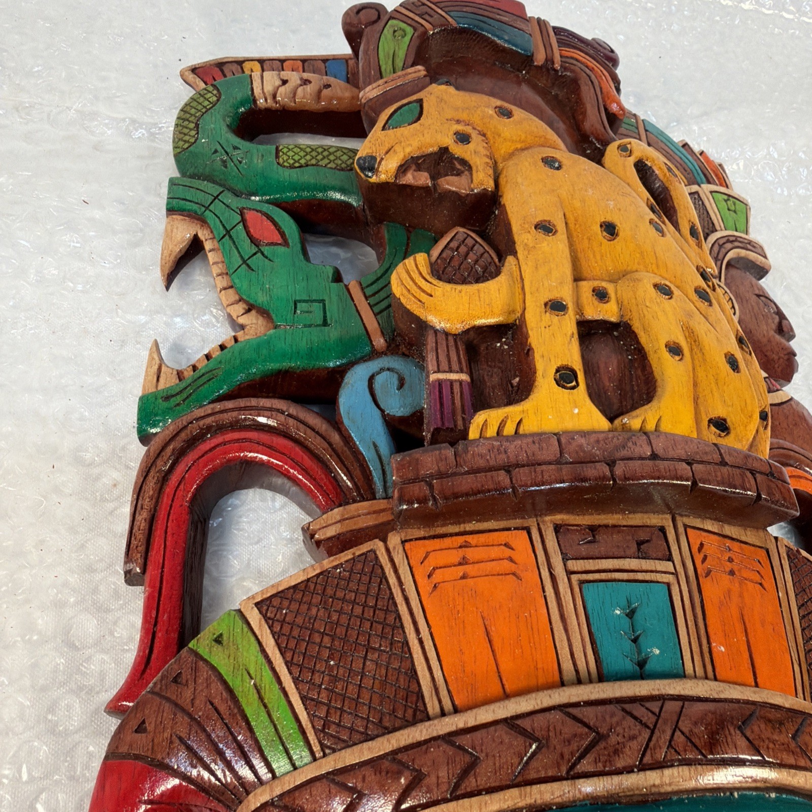 Hand-Carved Wooden Mayan Mask From Mexico