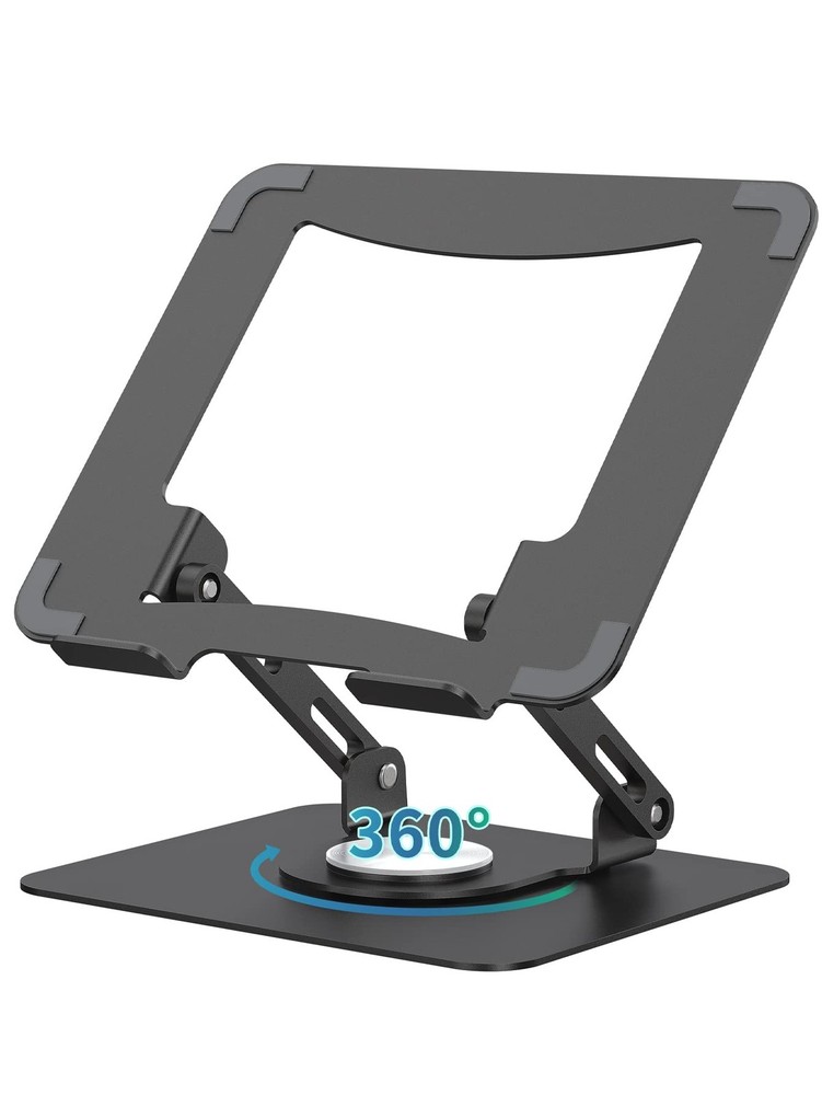 360 Rotating Laptop Stand, Ergonomic Computer Riser for Desk, Adjustable Heig...