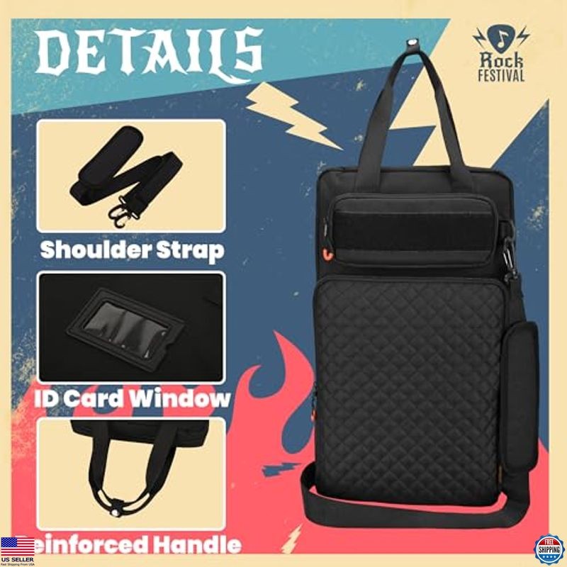 Black Drum Stick Bag with Adjustable Strap & Hooks for Mallets & Accessories