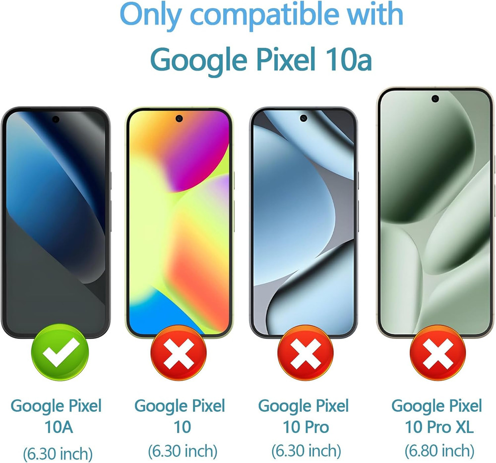 Designed for Google Pixel 10A Case with 2 Pack Tempered Glass Screen Protector.A