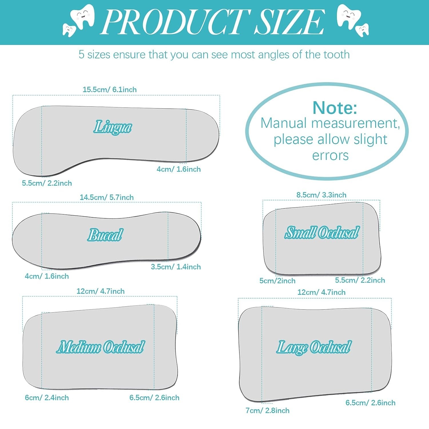 5 espejos dentales intraorales de vidrio para fotografia dental clinica