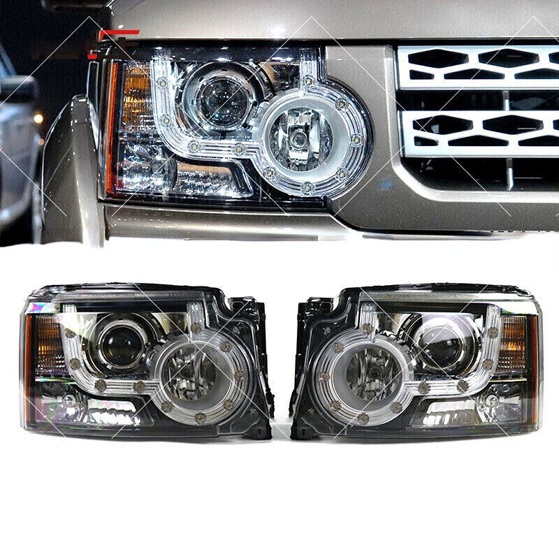 Pair Front Headlight Assemblies Kit For Land Rover Discovery 4 LR4 2010-2013