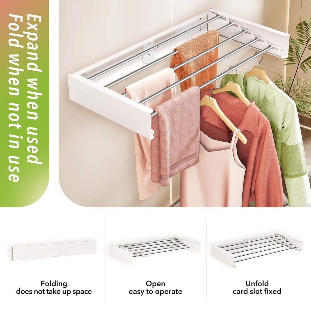 Wall Mounted Clothes Drying Rack 32 inches,Foldbale Laundry Drying Rack Wall ...