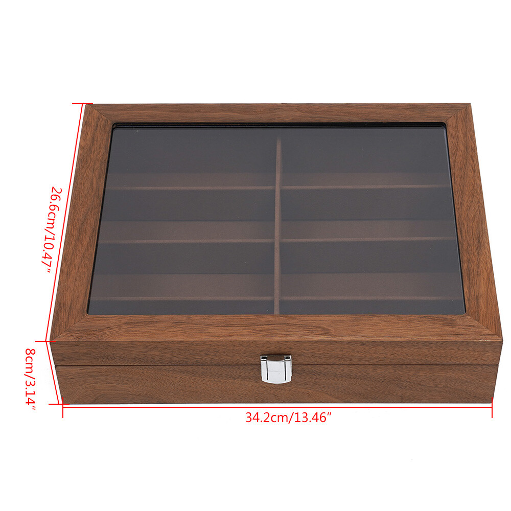 Eyeglass Box Sunglasses Display Box Glasses Case Storage 8-Bits Case Walnut Gift