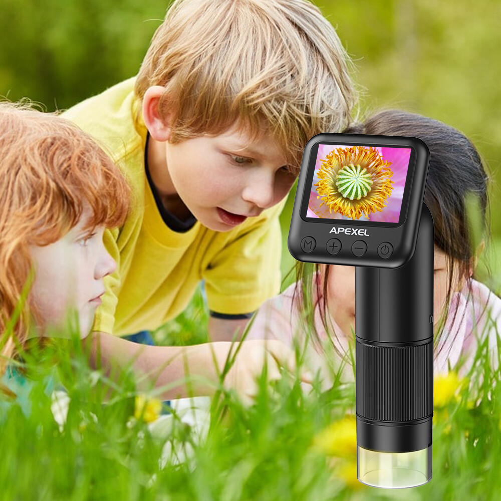 APEXEL Handheld Digital 400-800X Magnification Microscope LCD Screen for observe