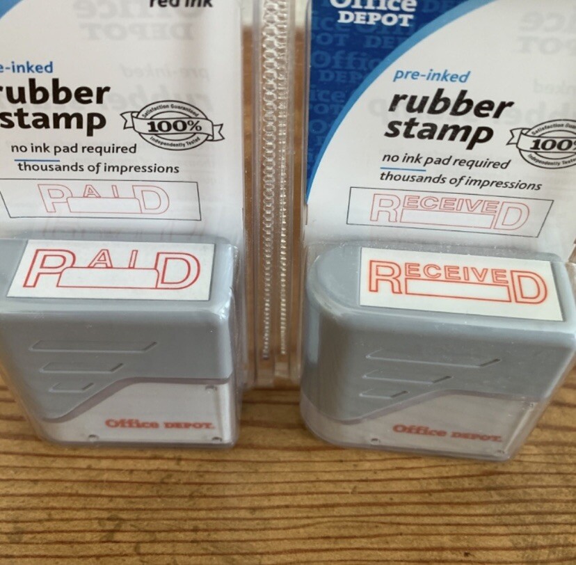 'PAID' and 'RECEIVED' RUBBER STAMPS