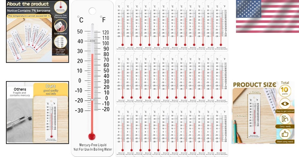 Comprehensive 10 Pc Thermometer Set - Perfect for Teaching Temperature Concepts