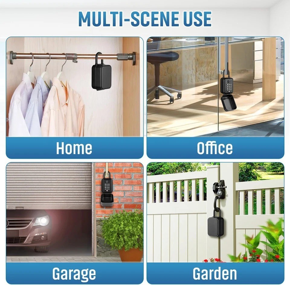 Portable Key Lock Box, Waterproof Sturdy Lock Box for Keys with Code, Hide a Key