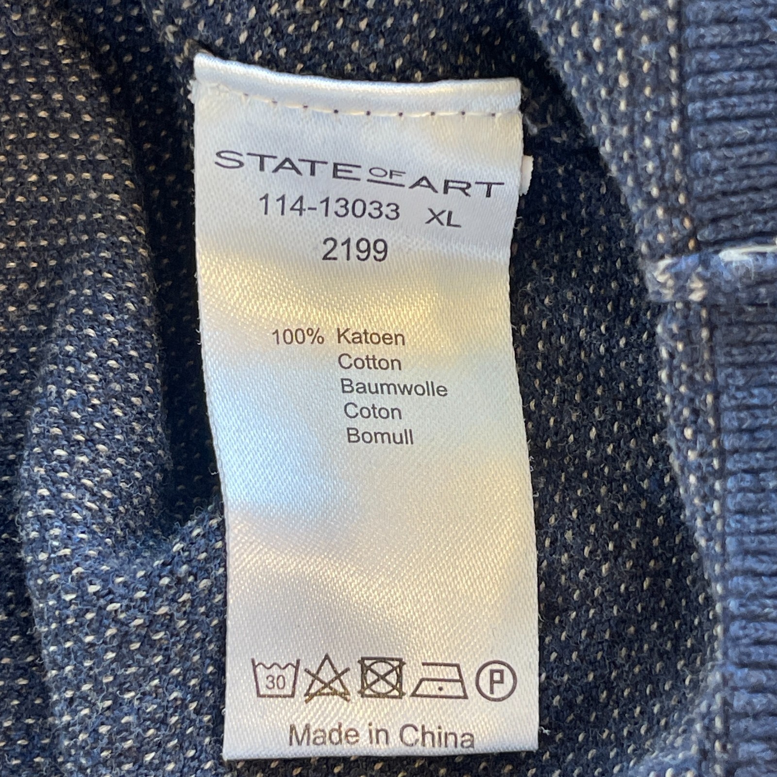 State of Art Modern Classics Men's XL Pullover Sweater Blue 100% Cotton