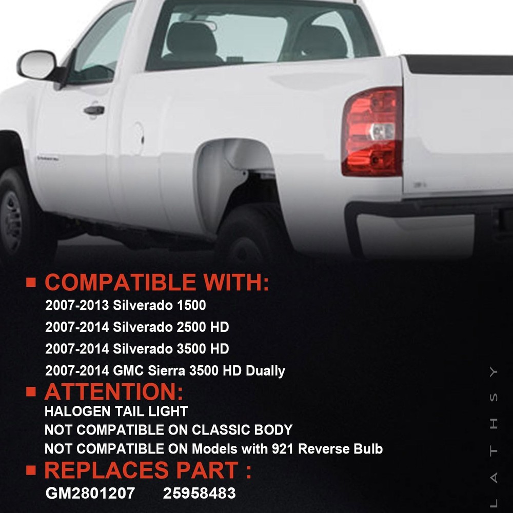 Lathsy Tail Light Assembly Compatible With Left Driver Side, Red Border